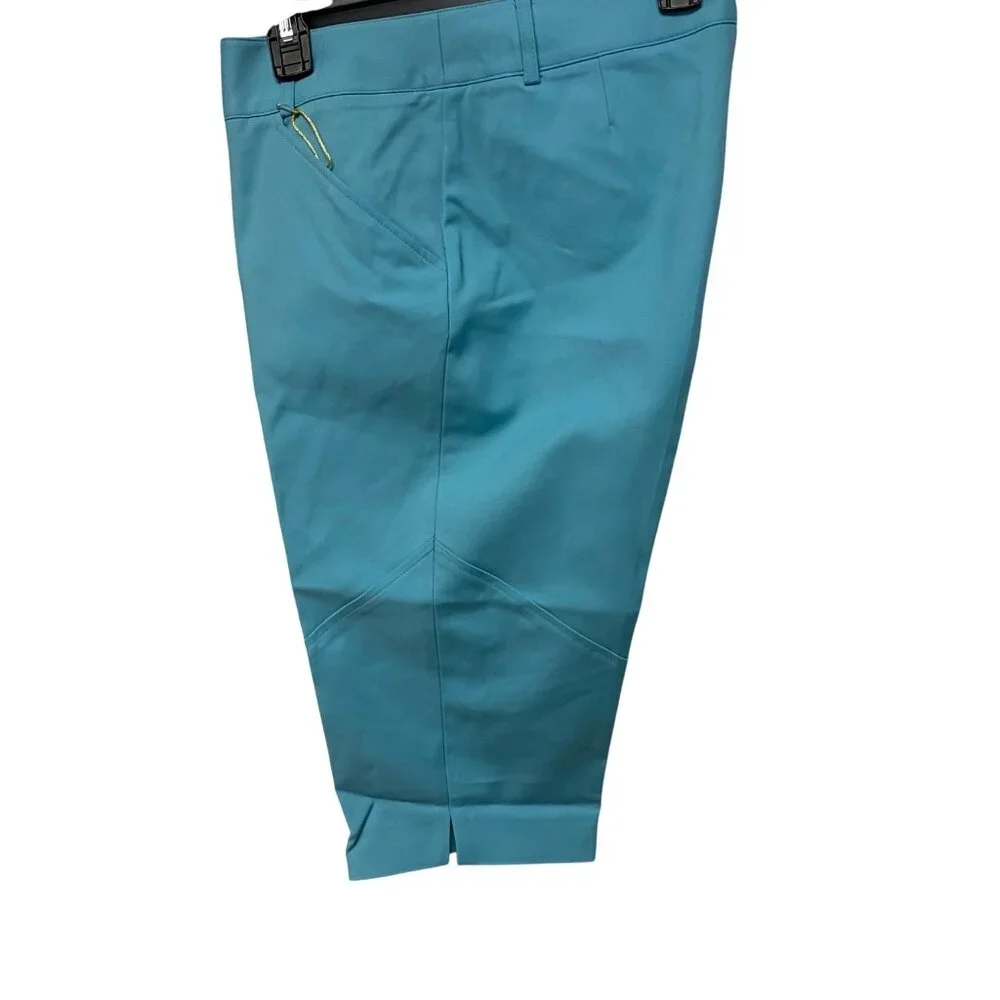 Sport Haley Turquoise Womens Golf Capris With Zip Pockets & Elastic Waistband 10